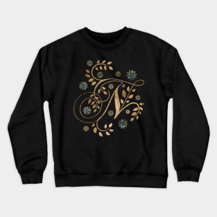 Luxury Golden Calligraphy Monogram with letter N Crewneck Sweatshirt